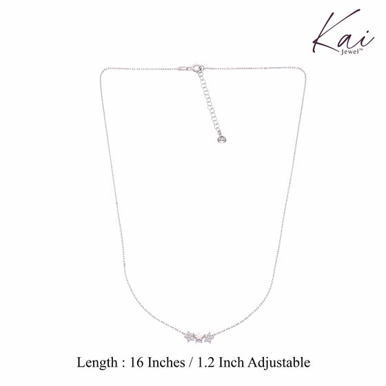 Three Twinkiling Stars Casual Silver Chain Necklace