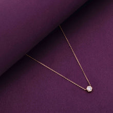  Single Zircon Diamond Minimal Rose Gold Chain Necklace