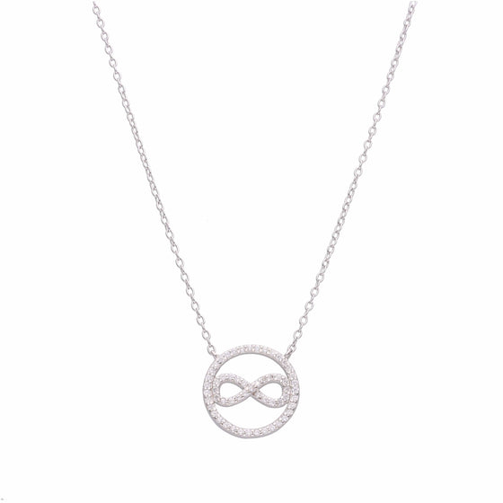 Pave Diamond Infinity Silver Necklace