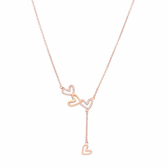 A String Of Three Hearts Silver Chain Necklace