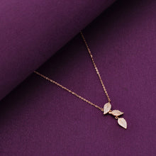  Strand Of Rose Gold Leaves Casual Silver Necklace