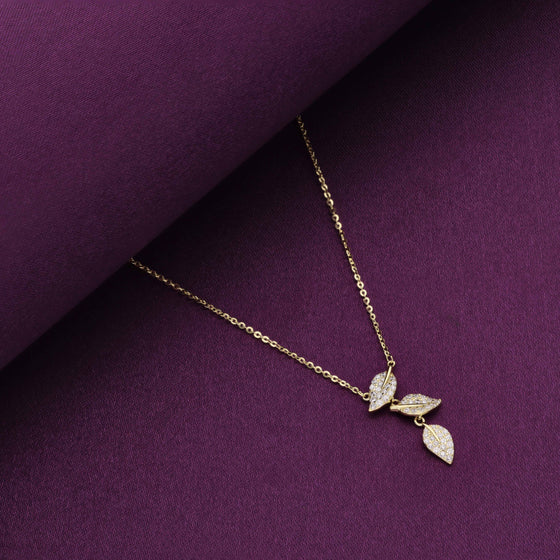 Strand Of Rose Gold Leaves Casual Silver Necklace