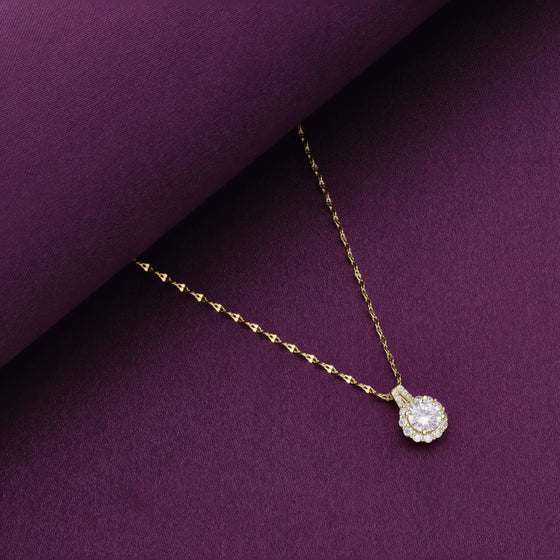 Minimal Crystal Casual Silver Necklace