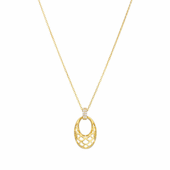 Pave Single Drop Silver Chain Necklace