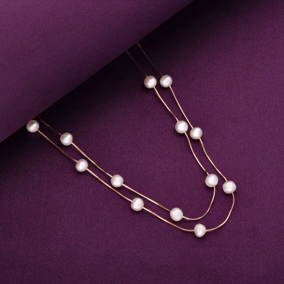 2-Layered Pearl Essence Silver Necklace