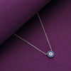 Simply Circular Evil Eye Silver Chain Necklace