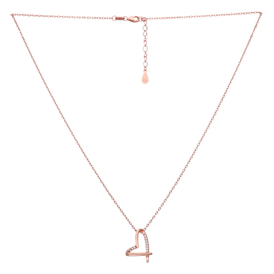 Signature Heart Diamond Studded Silver Chain Necklace