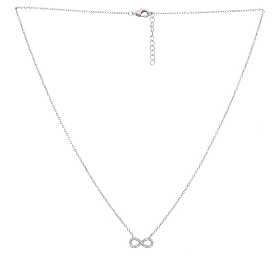 Minimalistic Zircon Studded Infinity Silver Necklace