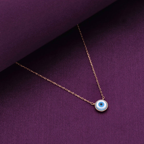 Circular Simple Evil Eye Silver Chain Necklace