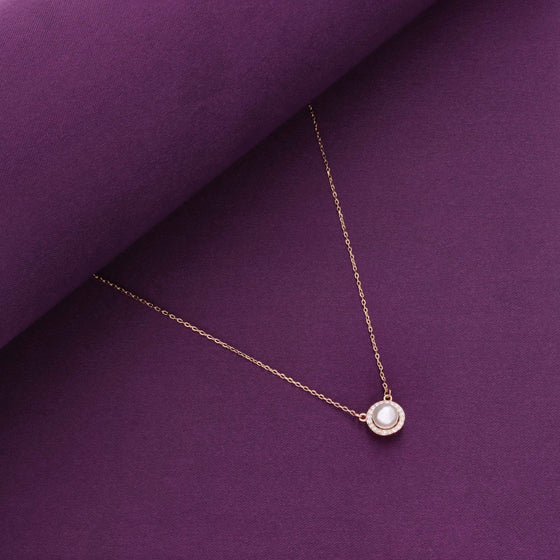 Minimalistic Orbiting Pearl Silver Chain Necklace