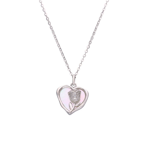 A Hearty Rose of Love Casual Silver Chain Necklace