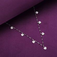  CHARMS OF HEARTS & BEADS SILVER CHAIN NECKLACE