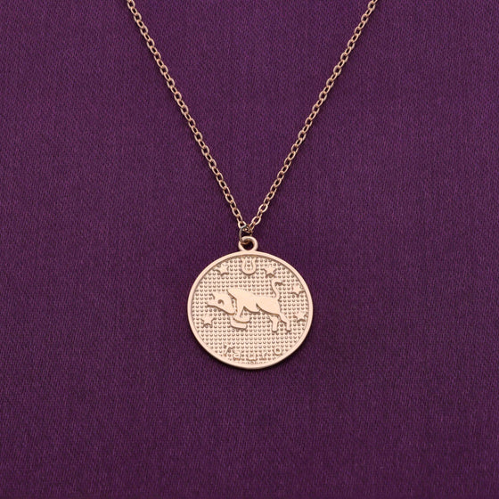 Minimalistic Zodiac Engraved Disc Silver Chain Necklace