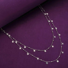  Starry Saga Double Layered Long Silver Chain Necklace