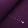 Single Zircon Stud Long Silver Chain Necklace