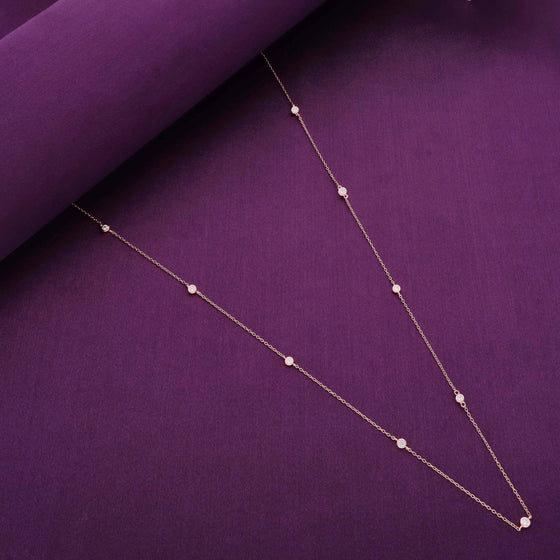 Stylish Zircon Studs Long Silver Chain Necklace