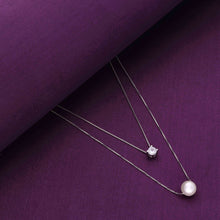  Dual Delight Pearl Silver Chain Necklace