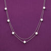Double Dazzle Pearl Silver Chain Necklace