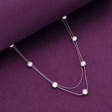  Double Dazzle Pearl Silver Chain Necklace
