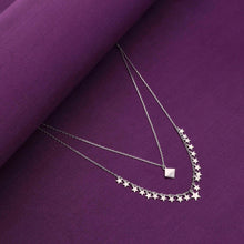  String of Stars Double Layered Silver Chain Necklace