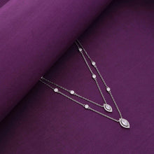  Crystal Cut Double Layered Silver Chain Necklace