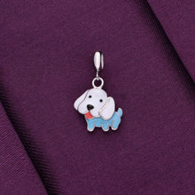  Sterling Puppy Blue White Silver Charm Pendant