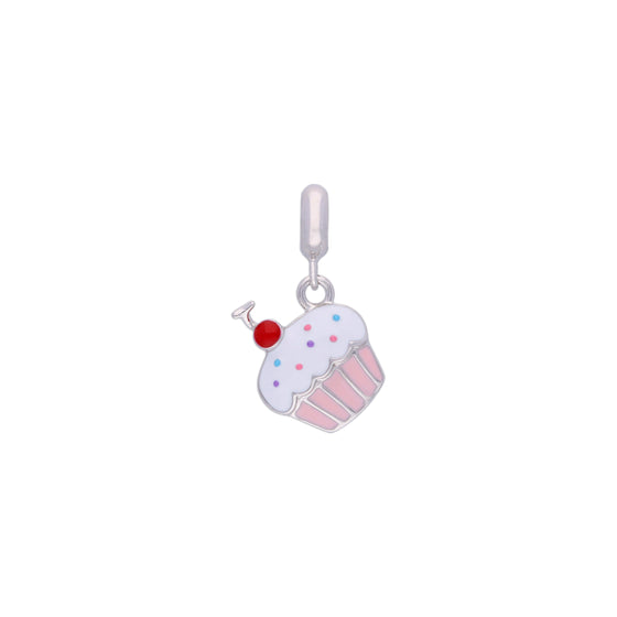 Charming Cup Cake Silver Pendant