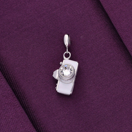 Sterling Camera Black Silver Charm Pendant