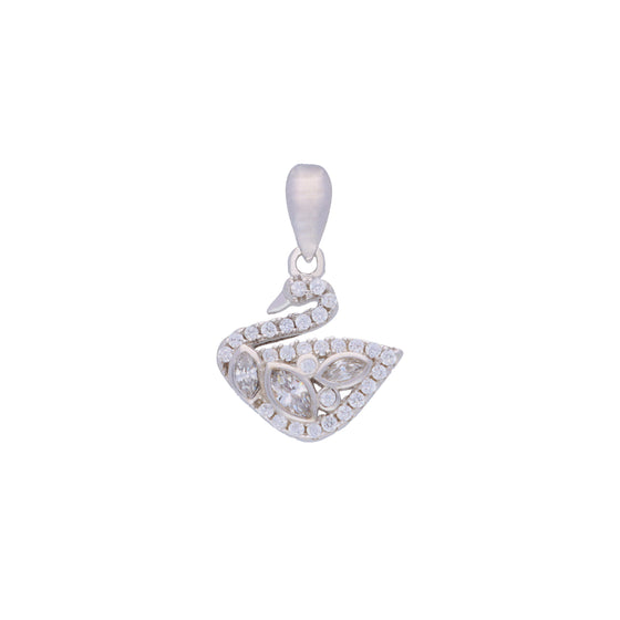 Stylish Swan Zircon Cut Silver Pendant