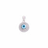 Circular Pave Diamond Evil Eye Silver Pendant