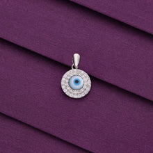  Circular Pave Diamond Evil Eye Silver Pendant