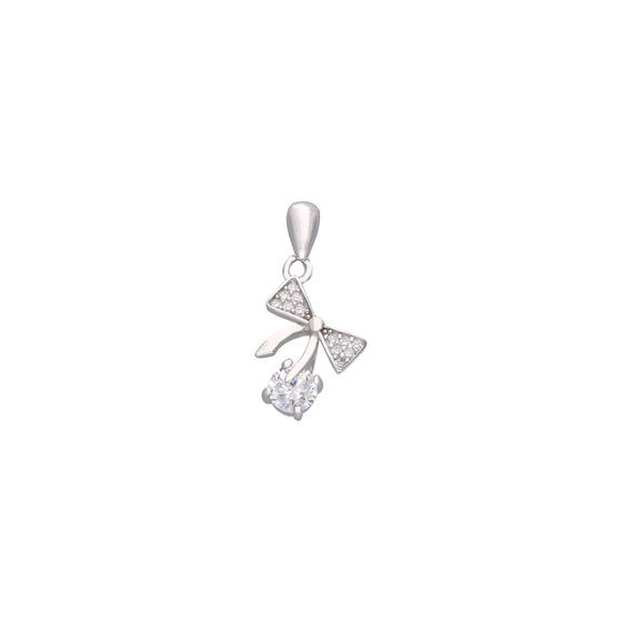 SOLITAIRE BOW SILVER PENDANT