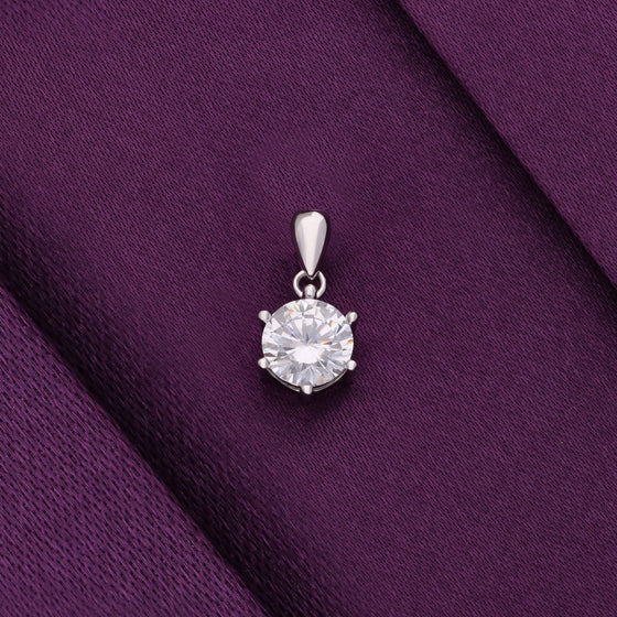 STYLISH SINGLE SOLITAIRE ZIRCON CASUAL SILVER PENDANT