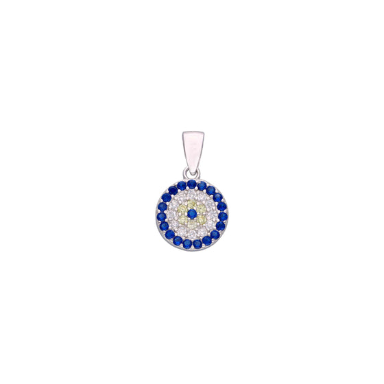 Zircon Studded Evil Eye Silver Pendant