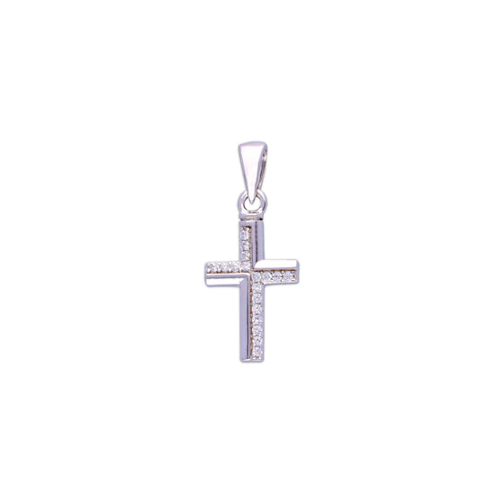 Stylish Zircon Studded Cross Silver Pendant
