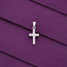  Stylish Zircon Studded Cross Silver Pendant