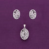 Opulent Ovals Zircon Silver Pendant & Earrings Set