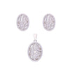 Opulent Ovals Zircon Silver Pendant & Earrings Set