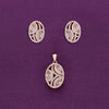 Opulent Ovals Zircon Silver Pendant & Earrings Set