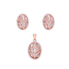 Opulent Ovals Zircon Silver Pendant & Earrings Set