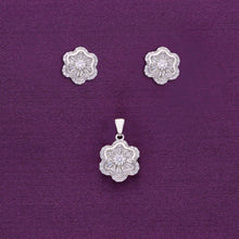  Blooming Crystals Zircon Silver Pendant & Earrings Set