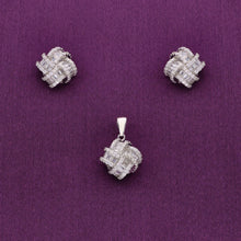  Pave Knotted Brilliance Silver Pendant & Earrings Set