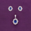 Blooming Blues Pave Silver Pendant & Earrings Set