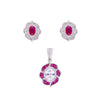 Blooming Blues Pave Silver Pendant & Earrings Set