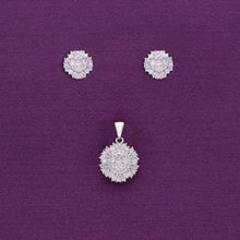  Sparkling Sun Pave Silver Pendant & Earrings Set