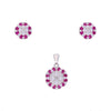 Sparkling Sun Pave Silver Pendant & Earrings Set