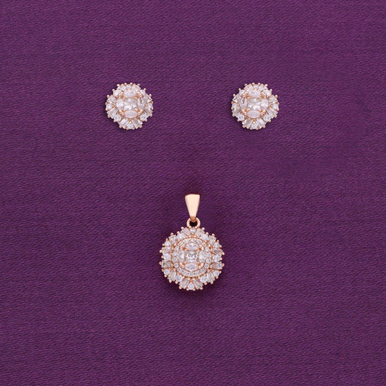 Sparkling Sun Pave Silver Pendant & Earrings Set