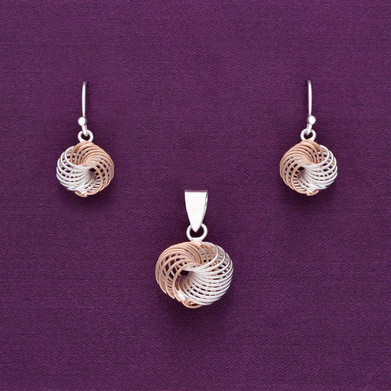 Twinkling Twirl Silver Pendant & Earrings Set