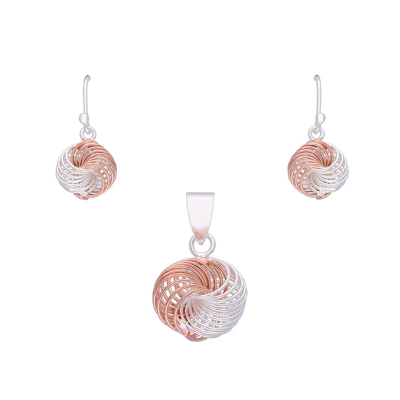 Twinkling Twirl Silver Pendant & Earrings Set