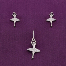  Bejeweled Ballet Silver Pendant & Earrings Set